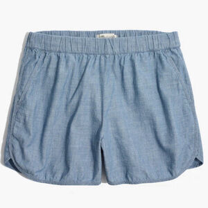 Madewell Indigo Dyed Chambray Pull-On Wms Shorts Sz XS w/pockets 100% Cotton